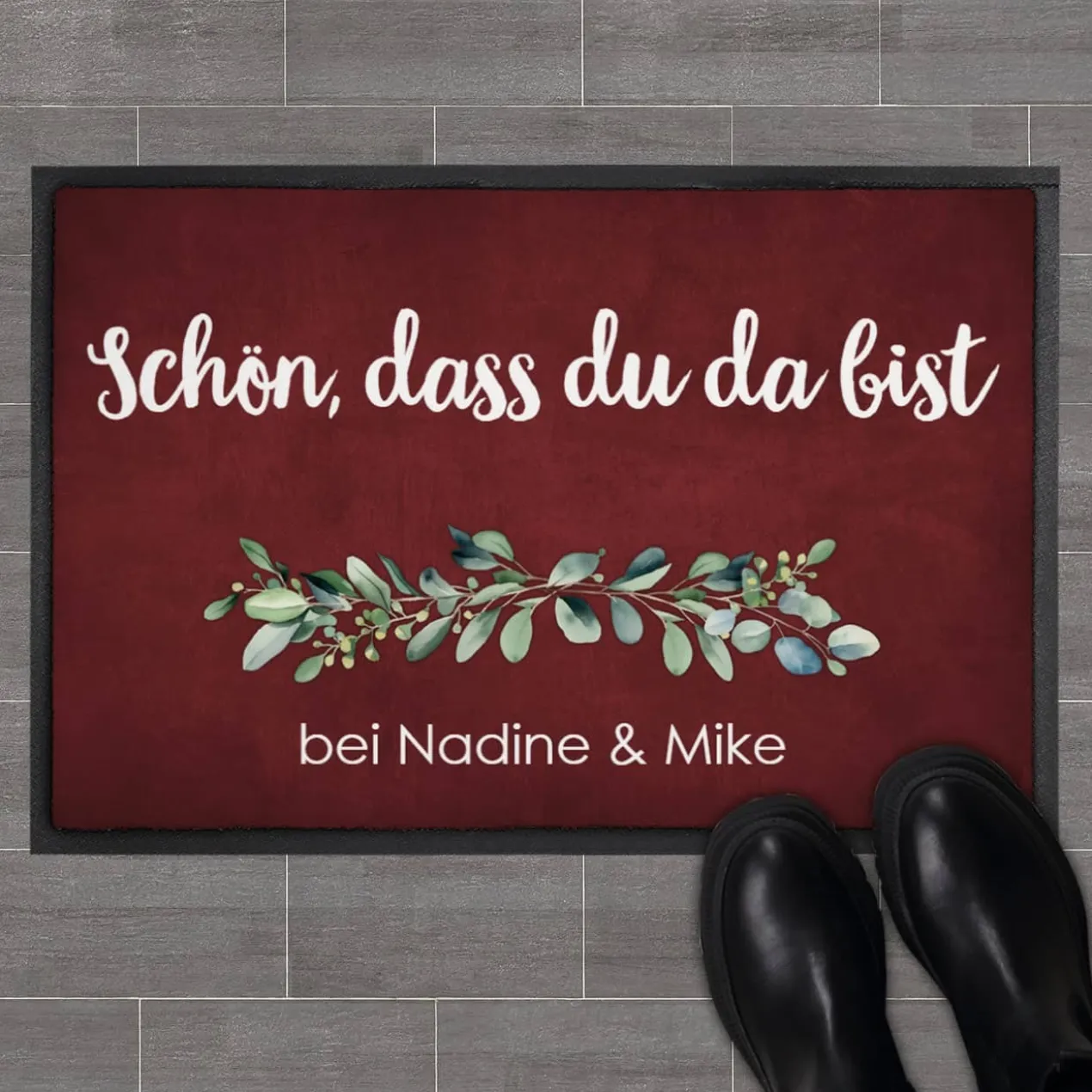Persönliche Eukalyptus-Fußmatte mit Ihrem Text - 2 Größen auswählbar