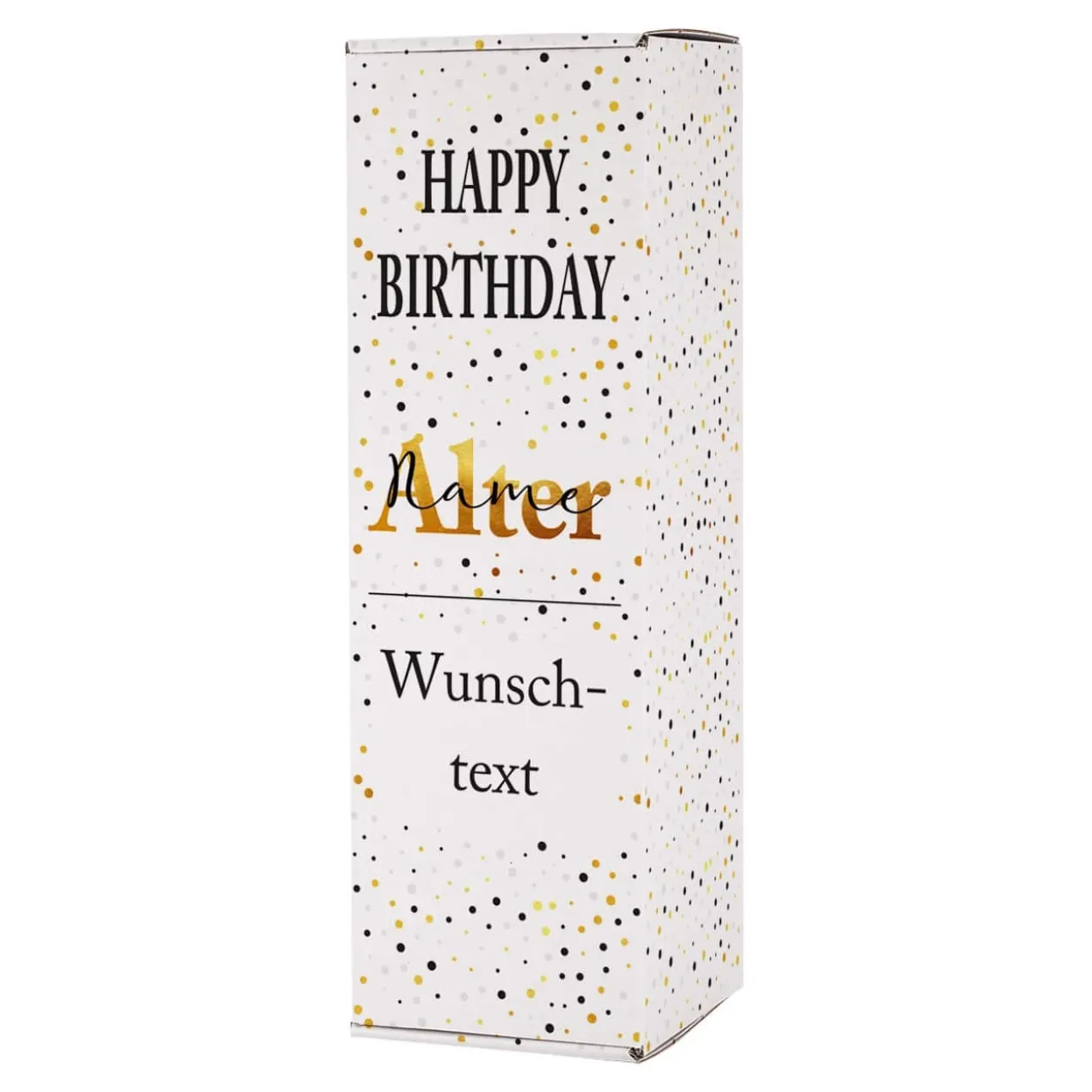 Persönliche Flaschenverpackung mit Name, Alter und Wunschtext bedruckt
