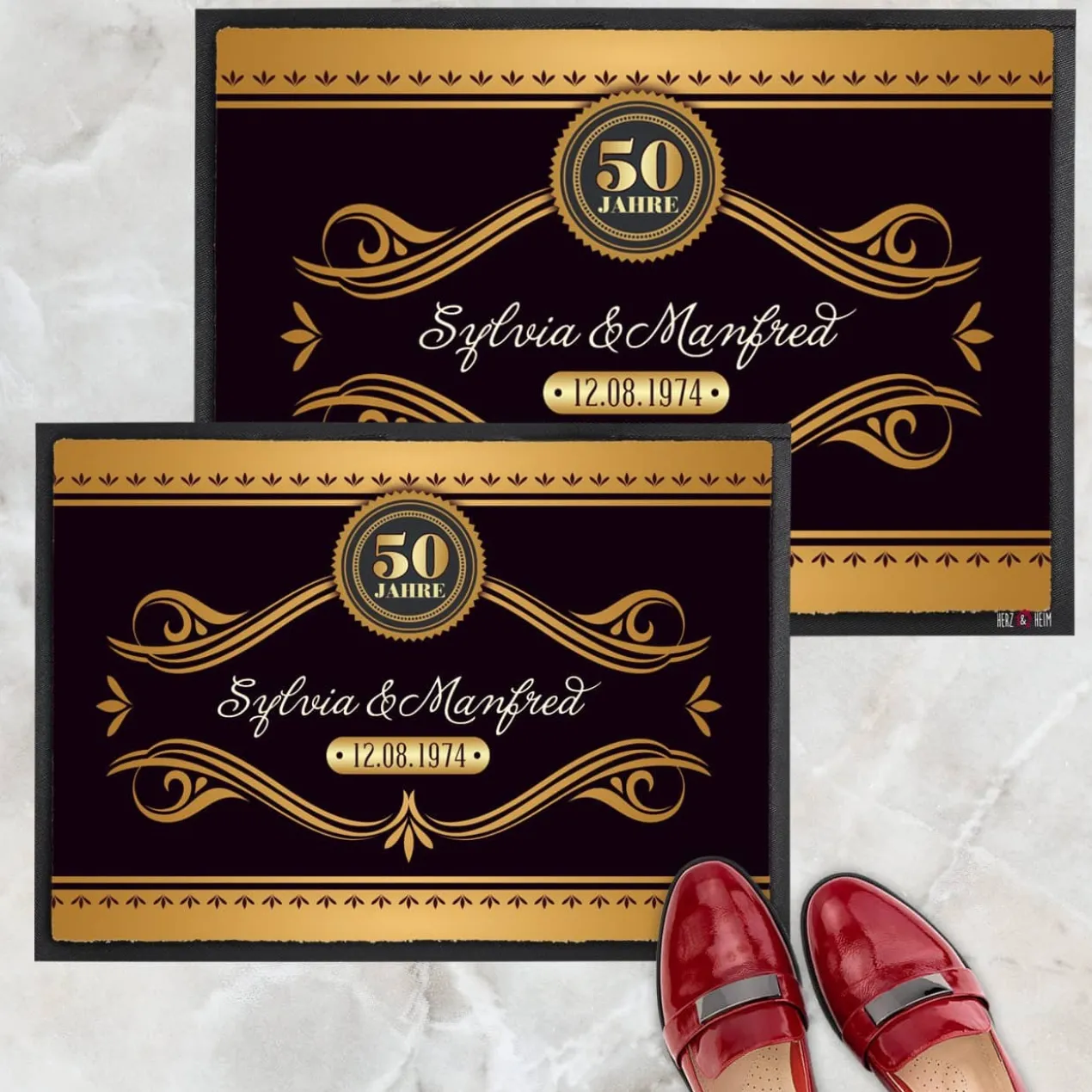 Persönliche Fußmatte zur Goldenen Hochzeit