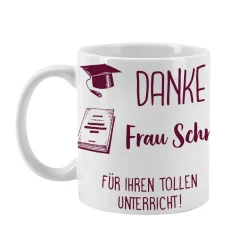 Persönliche Kaffeetasse für die Lehrerin mit Name und Wunschtext