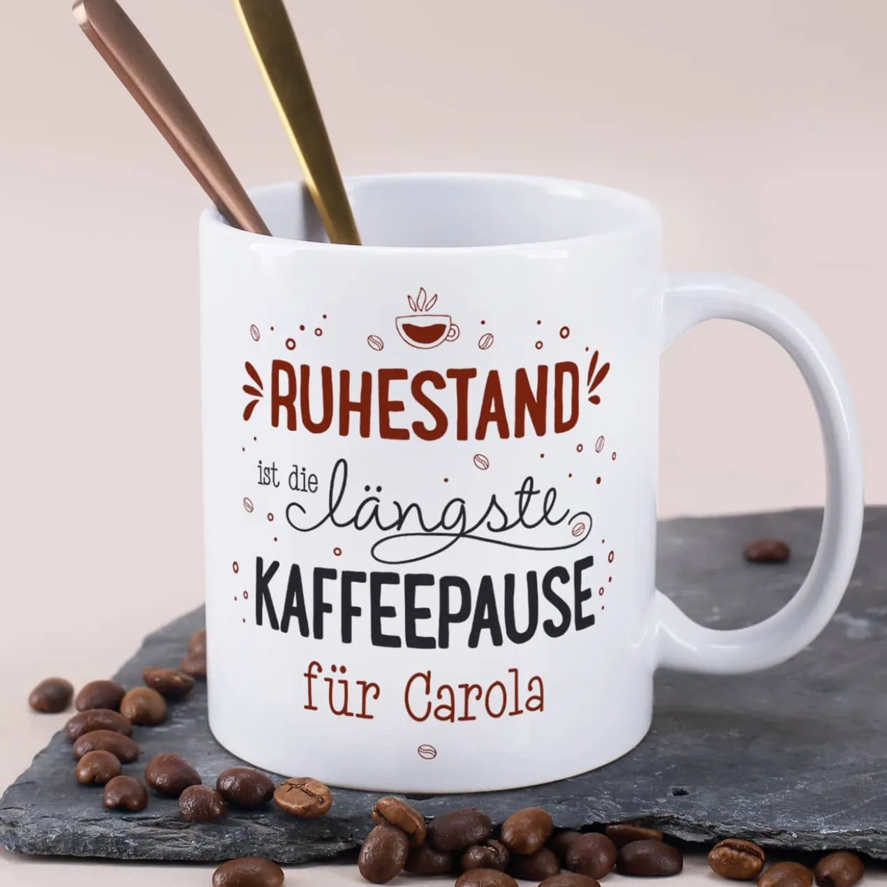 Persönliche Kaffeetasse zum Ruhestand