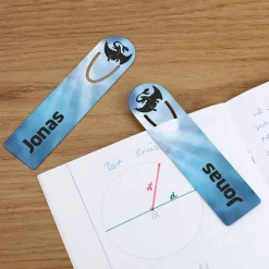 2 persönliche Lesezeichen für Kinder mit Drachen-Motiv