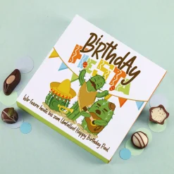 Persönliche Lindt Pralinen zum Geburtstag mit Birthday-Fiesta-Kakteen und Wunschtext