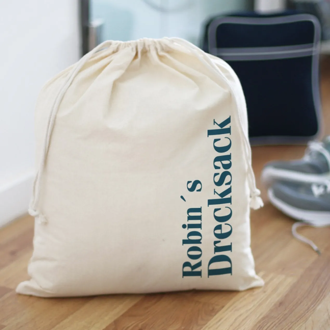 persönlicher "Drecksack" für Schmutzwäsche mit Ihrem Wunschnamen