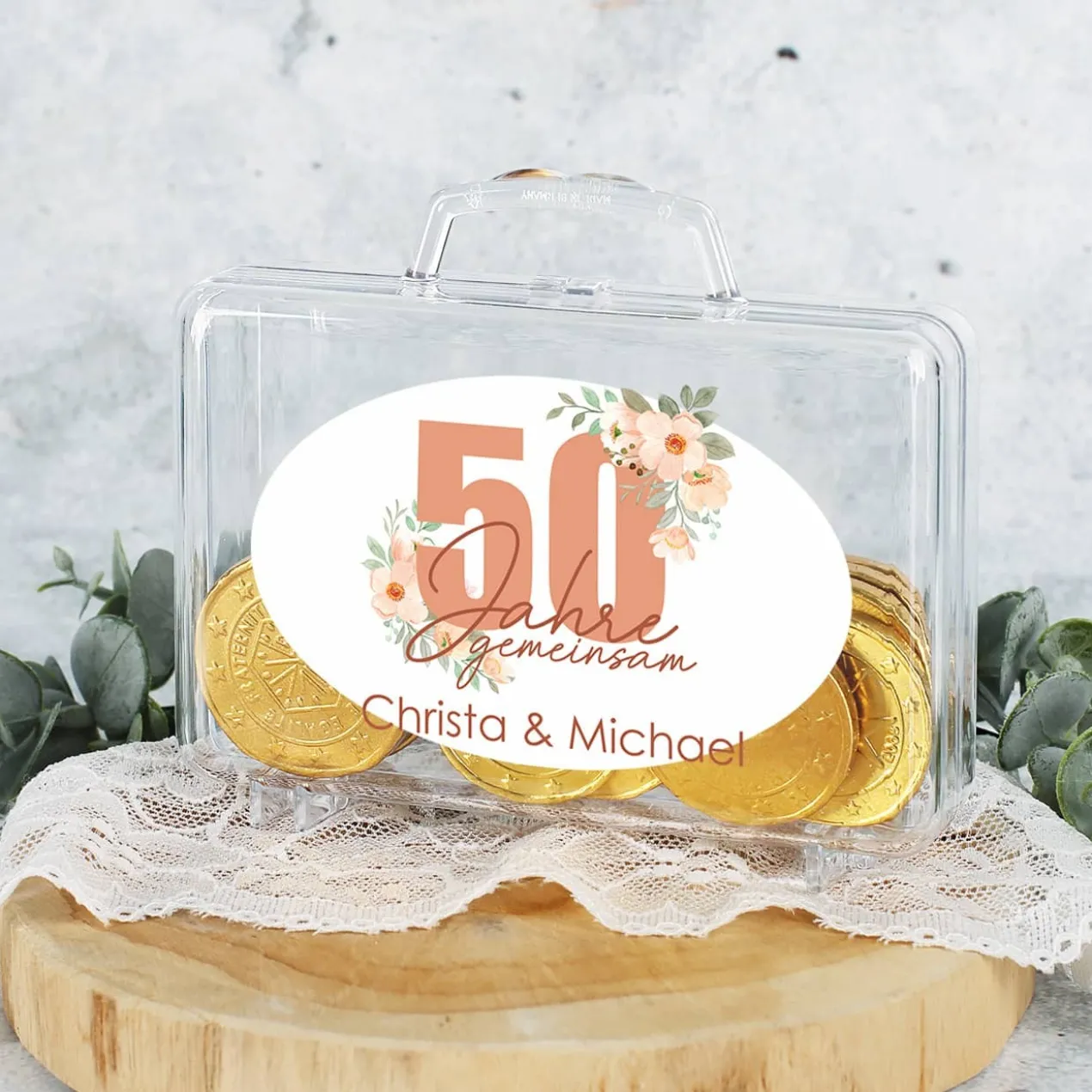 Persönlicher Geldkoffer zur Goldenen Hochzeit