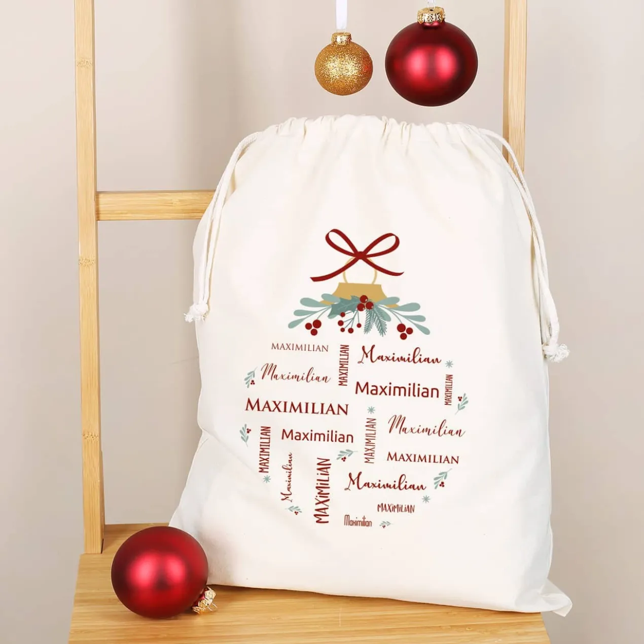 Persönlicher Nikolaussack - Weihnachtssack mit Name bedruckt