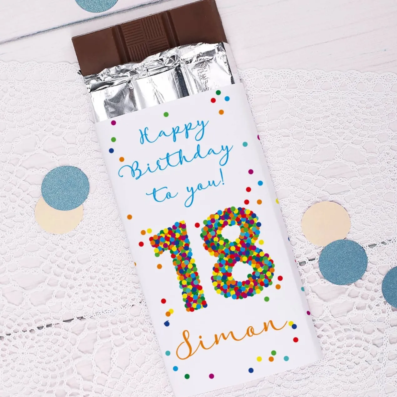 Persönliche Schokolade zum 18. Geburtstag, 100 g
