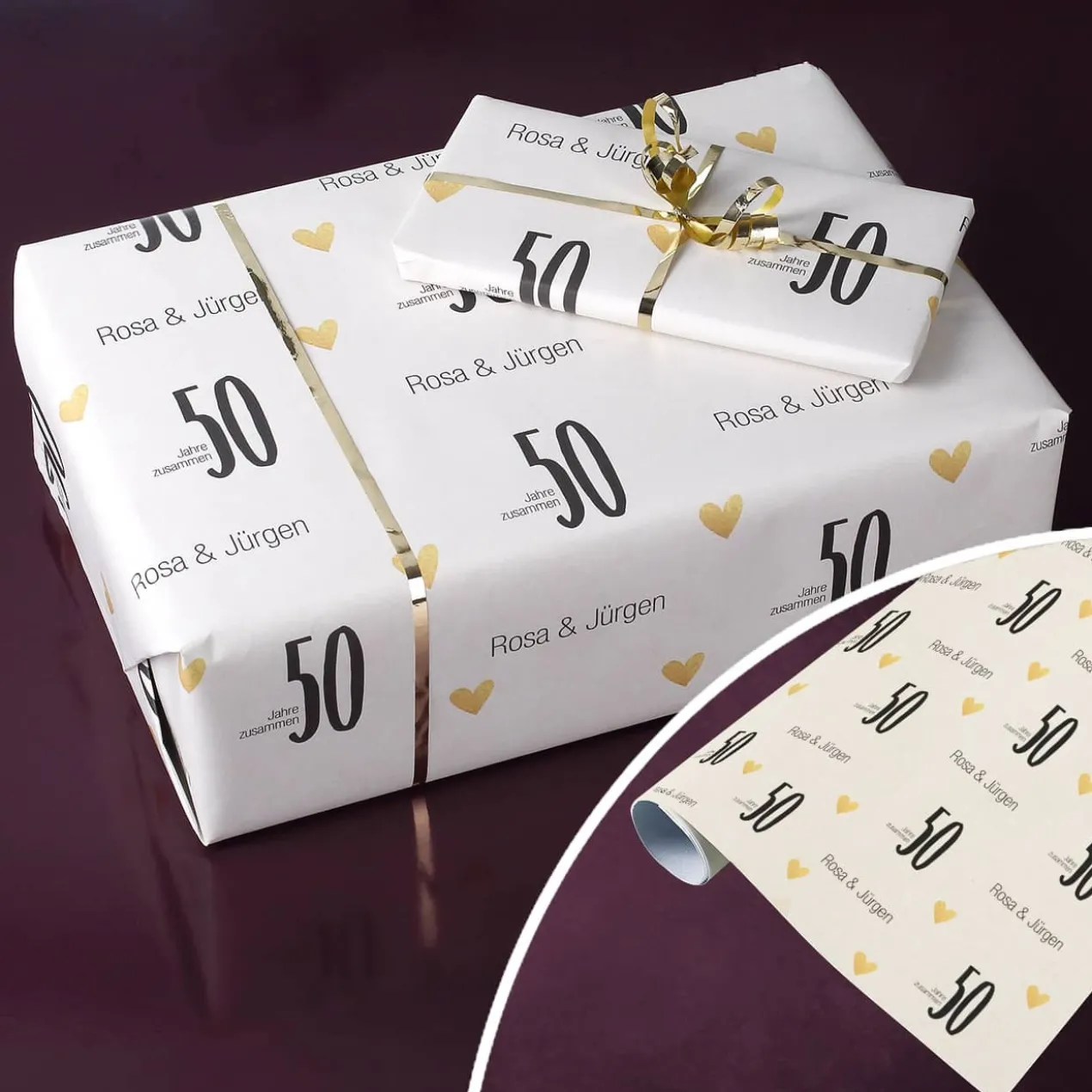 Persönliches Geschenkpapier - 50 Jahre zusammen