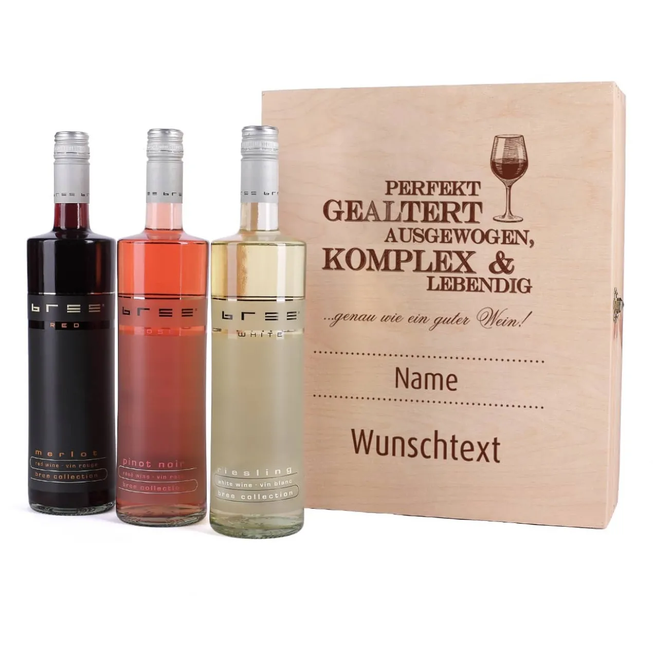 Persönliches Geschenkset für Weinkenner in edler Holzbox