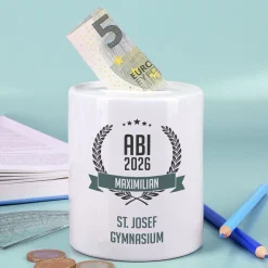 Persönliche Spardose als Geldgeschenk zum Abitur