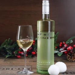 Persönliches Weihnachtsgeschenk für Weinliebhaber mit Weihnachtskranz, Name und Wunschtext