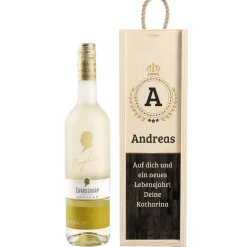 Persönliches Wein-Geschenkset mit bedruckter Holzbox