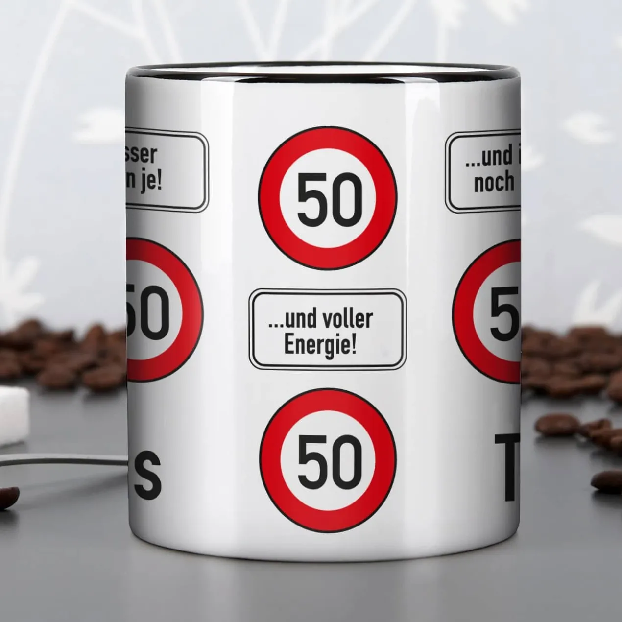 Persönliche Tasse - Achtung 50