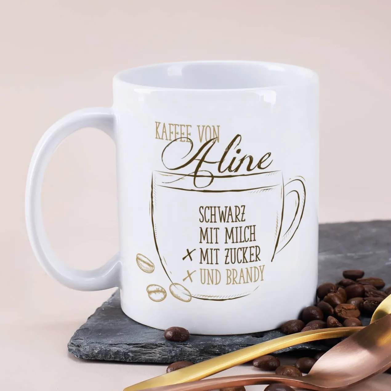 Persönliche Tasse - Kaffee schwarz, mit Milch oder Zucker