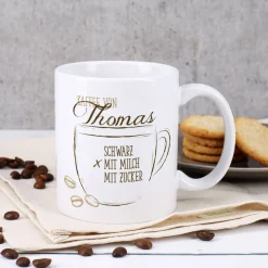 Persönliche Tasse - Kaffee schwarz, mit Milch oder Zucker