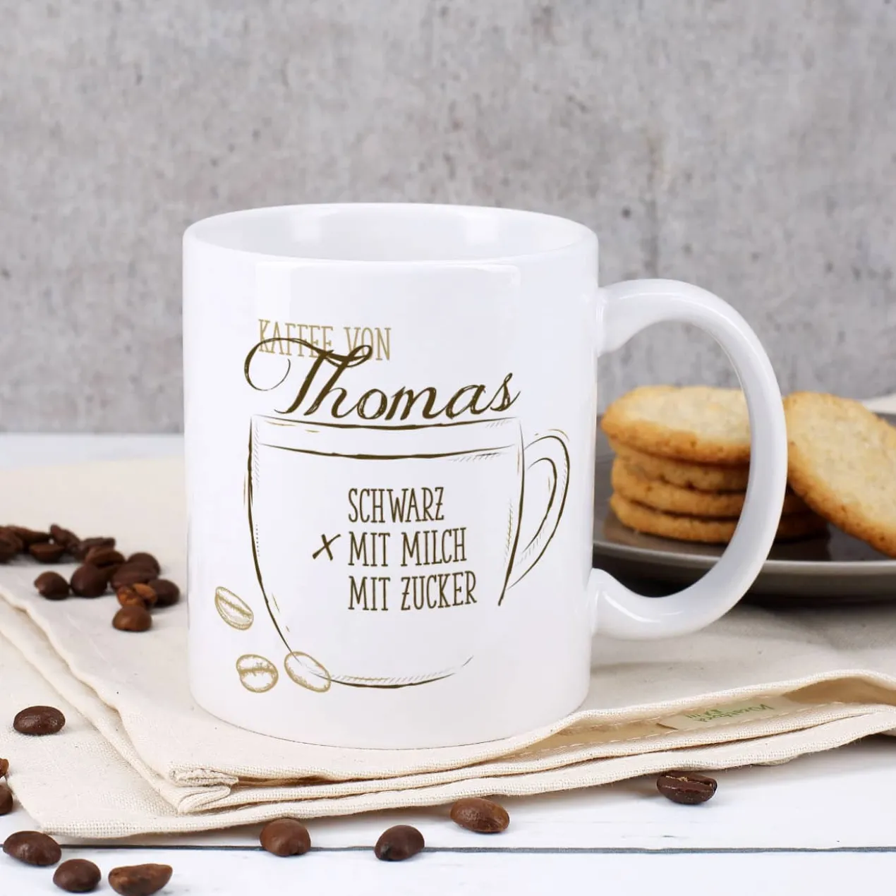 Persönliche Tasse - Kaffee schwarz, mit Milch oder Zucker