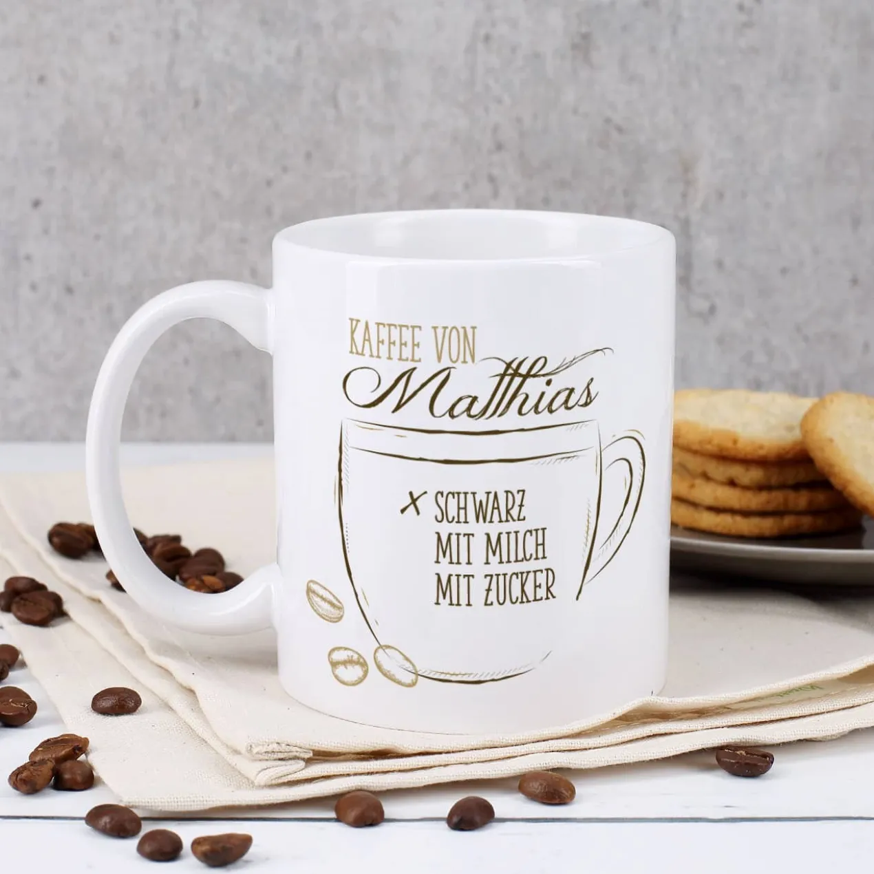 Persönliche Tasse - Kaffee schwarz, mit Milch oder Zucker