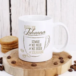 Persönliche Tasse - Kaffee schwarz, mit Milch oder Zucker