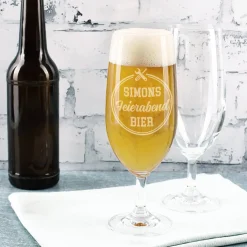 Persönlich gravierte Pilstulpe für das Feierabendbier oder andere Gelegenheiten