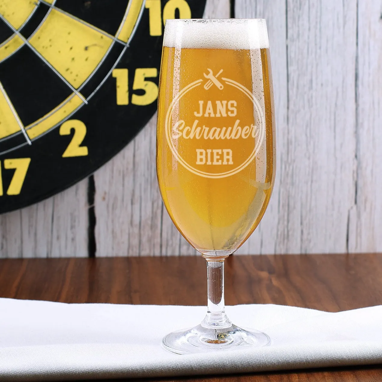 Persönlich gravierte Pilstulpe für das Feierabendbier oder andere Gelegenheiten