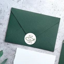Personalisierbare Aufkleber zur Taufe, Kommunion & Konfirmation | Rund | Eukalyptus Ichthys