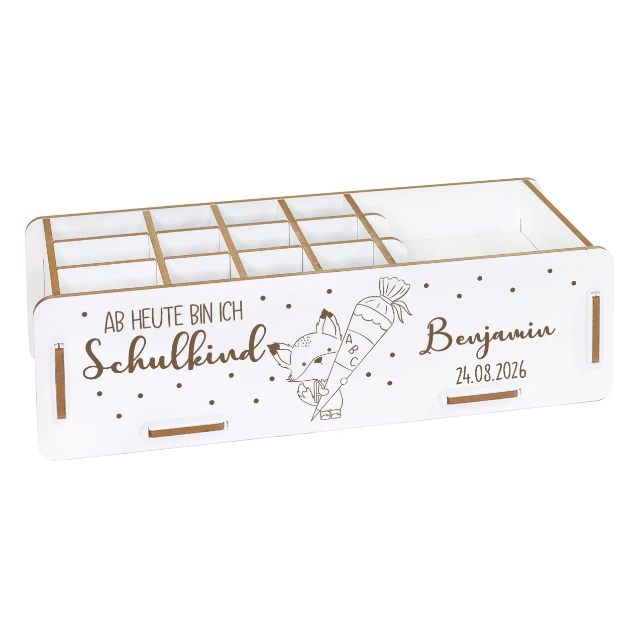 Personalisierbare clipfritz Stiftebox aus Holz für Kinder | Organizer als Geschenk zur Einschulung