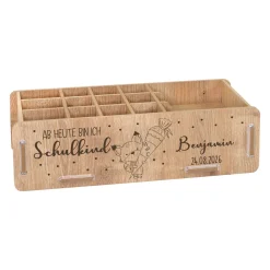 Personalisierbare clipfritz Stiftebox aus Holz für Kinder | Organizer als Geschenk zur Einschulung