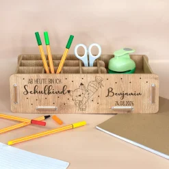 Personalisierbare clipfritz Stiftebox aus Holz für Kinder | Organizer als Geschenk zur Einschulung