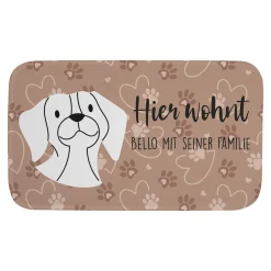 Personalisierbare Hundematte als Napfunterlage mit Wunschtext | rutschfest