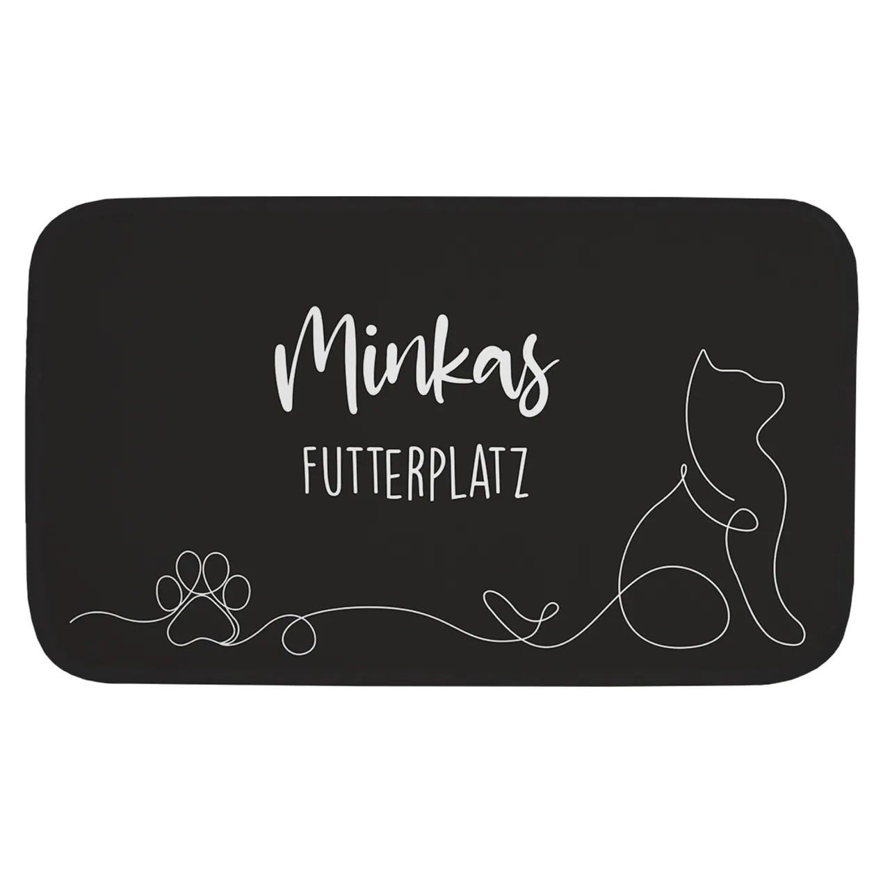 Personalisierbare Katzenmatte mit eigenem Text | Rutschfeste Napfunterlage für Katzen