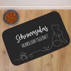 Personalisierbare Katzenmatte mit eigenem Text | Rutschfeste Napfunterlage für Katzen