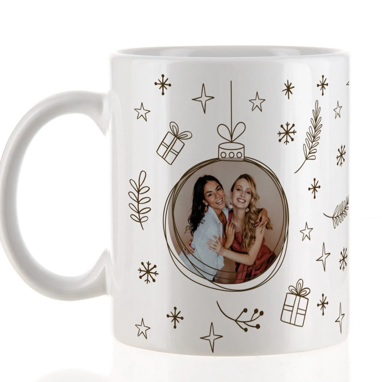 Personalisierbare Keramiktasse mit Foto im Weihnachtskugel Motiv | Geschenk zu Weihnachten