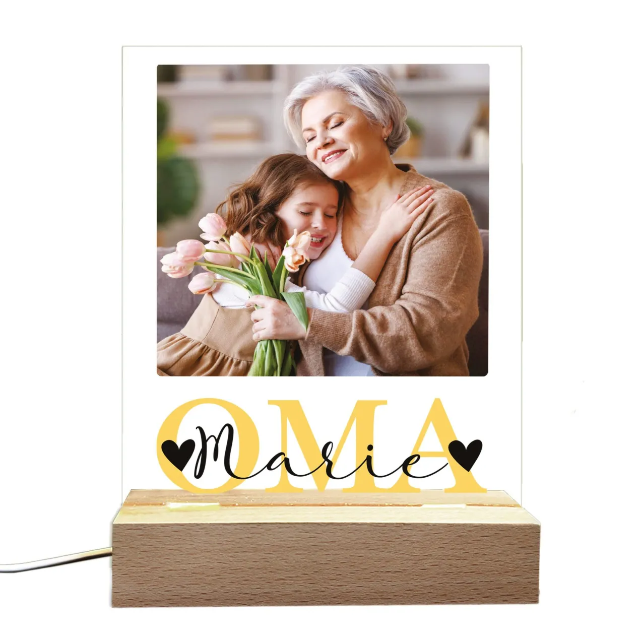 Personalisierbare LED-Lampe für Oma mit eigenem Foto | Motiv OMA
