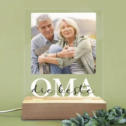 Personalisierbare LED-Lampe für Oma mit eigenem Foto | Motiv OMA