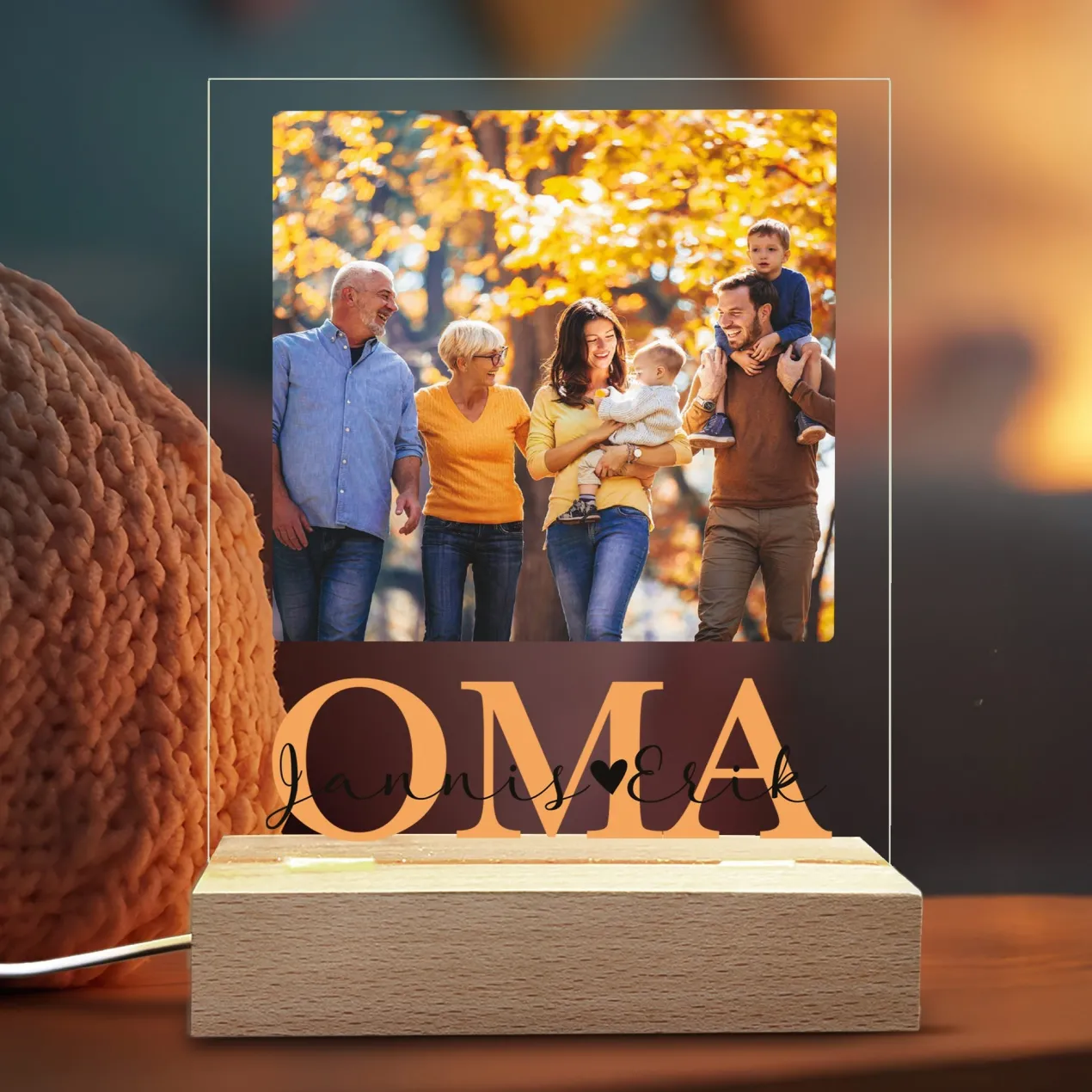 Personalisierbare LED-Lampe für Oma mit eigenem Foto | Motiv OMA