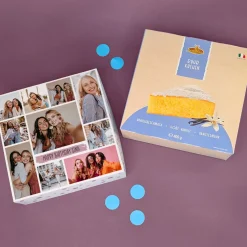 Personalisierbarer Kuchen mit 10 Fotos und Wunschtext | 3 Geschmacksrichtungen