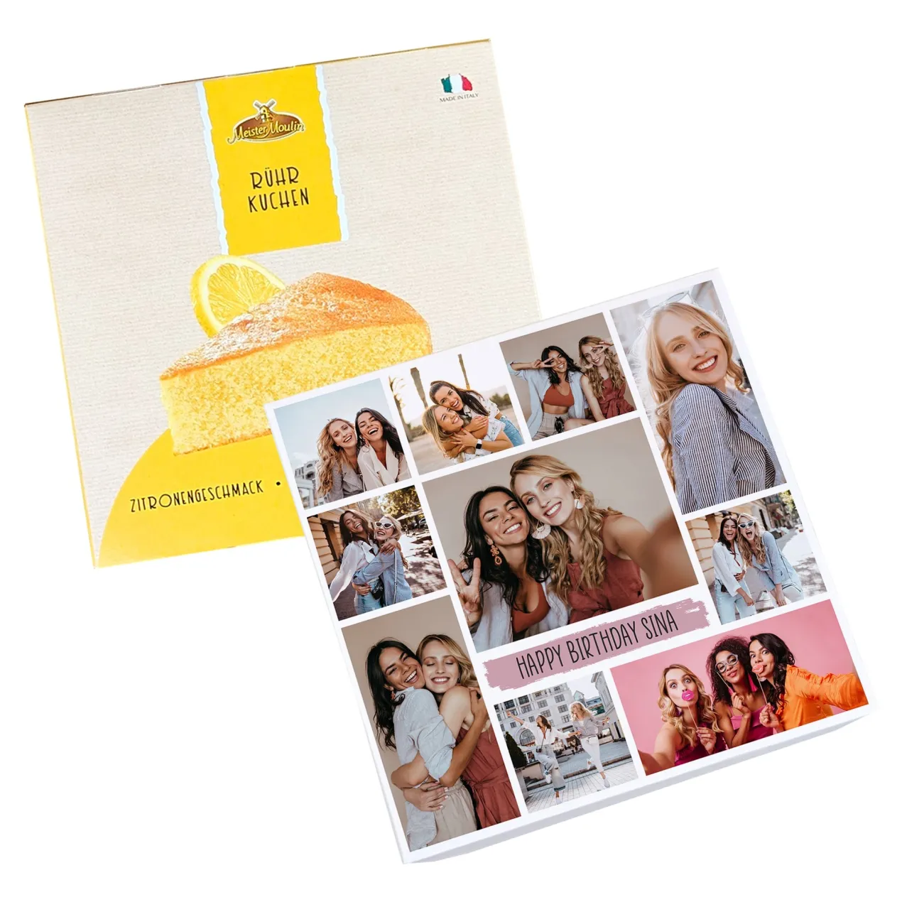 Personalisierbarer Kuchen mit 10 Fotos und Wunschtext | 3 Geschmacksrichtungen