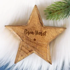 Personalisierbarer Stern aus Holz mit Gravur als Geschenk | Holzstern Dekoration