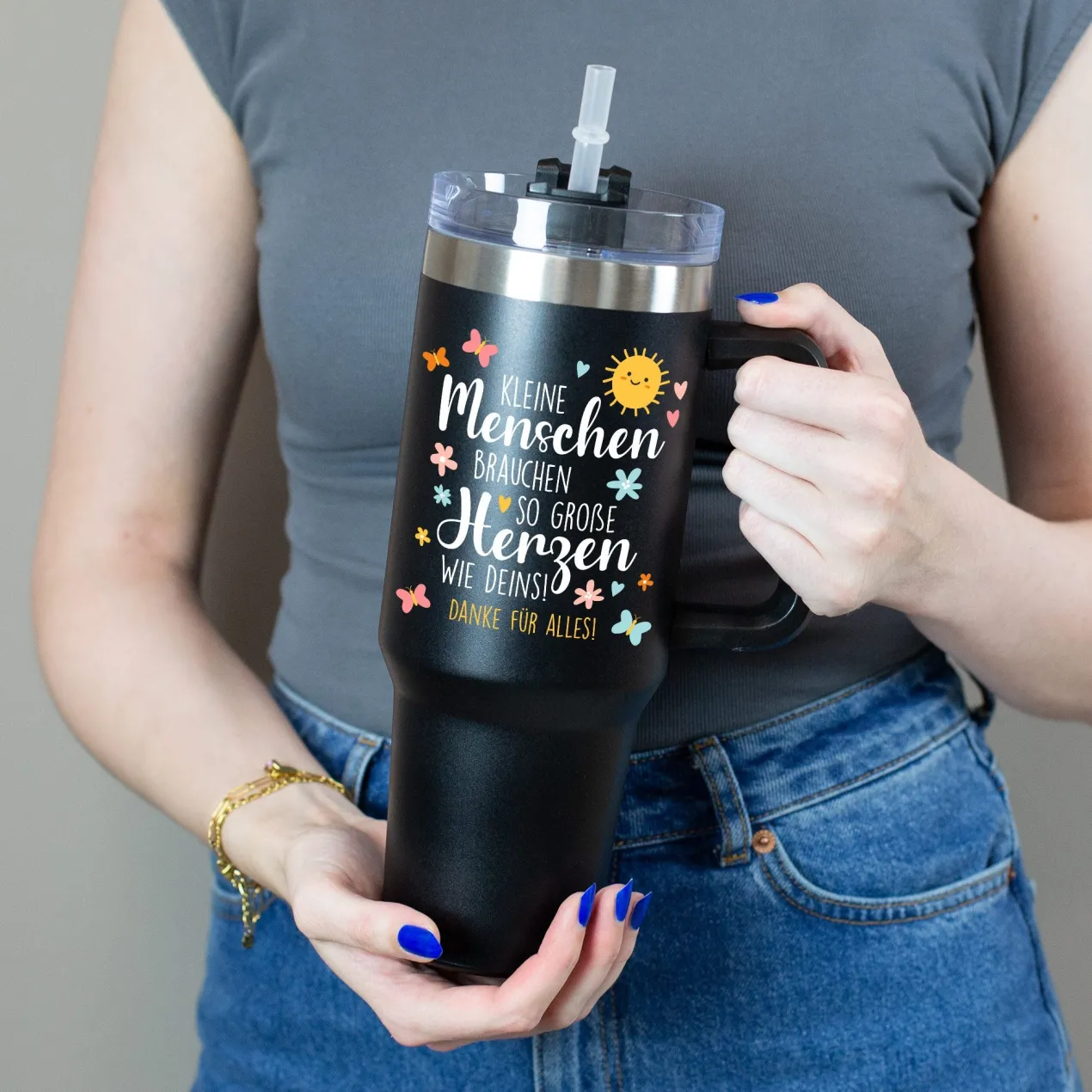 Personalisierbarer Thermobecher XXL als Geschenk für Erzieherinnen & Lehrer | 1,2 Liter Cup