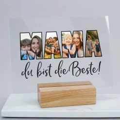 Personalisierbares Acrylglas als Geschenk für die beste Mama | Acrylbild mit 3 Fotos