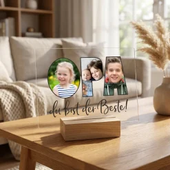 Personalisierbares Acrylglas mit 3 eigenen Fotos | Acrylbild als Geschenk für den besten Opa