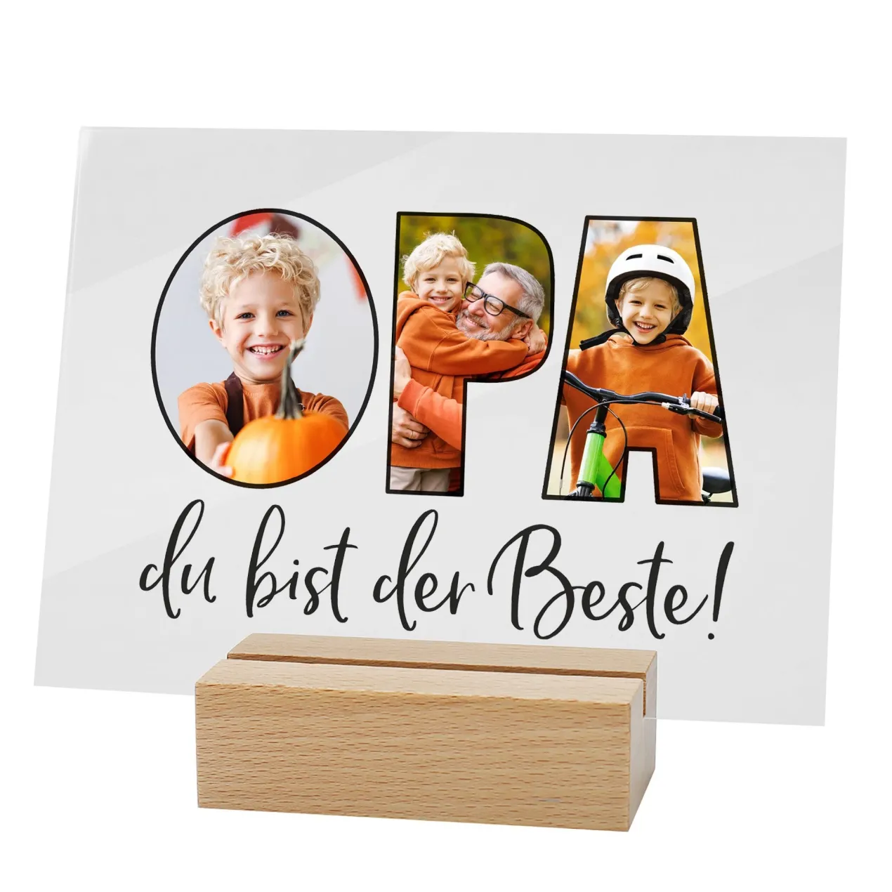 Personalisierbares Acrylglas mit 3 eigenen Fotos | Acrylbild als Geschenk für den besten Opa