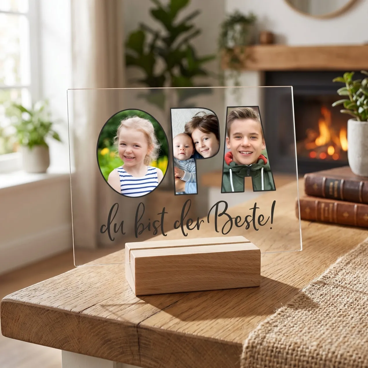 Personalisierbares Acrylglas mit 3 eigenen Fotos | Acrylbild als Geschenk für den besten Opa