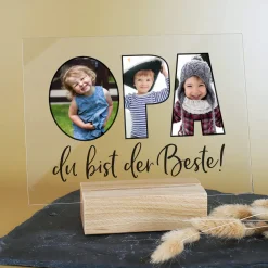 Personalisierbares Acrylglas mit 3 eigenen Fotos | Acrylbild als Geschenk für den besten Opa