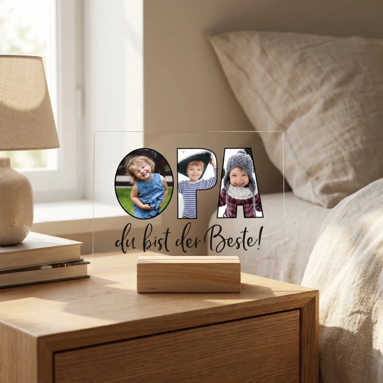 Personalisierbares Acrylglas mit 3 eigenen Fotos | Acrylbild als Geschenk für den besten Opa