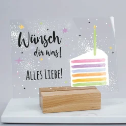 Personalisierbares Acrylschild zum Geburtstag | Perfekt als Geldgeschenk | Tortenmotiv