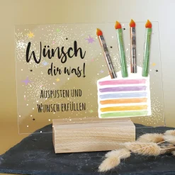 Personalisierbares Acrylschild zum Geburtstag | Perfekt als Geldgeschenk | Tortenmotiv