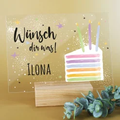 Personalisierbares Acrylschild zum Geburtstag | Perfekt als Geldgeschenk | Tortenmotiv