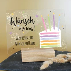 Personalisierbares Acrylschild zum Geburtstag | Perfekt als Geldgeschenk | Tortenmotiv