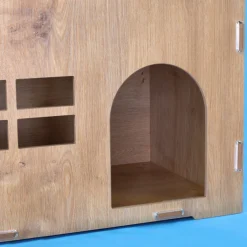 Personalisierbares clipfritz Katzenhaus aus Holz mit Fenster & Kissen | Geschenk für Katzen